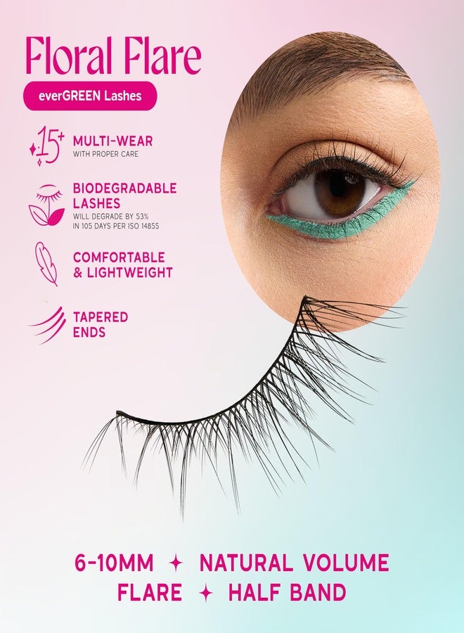 Velour everGREEN Plant Lashes, Half Lashes, Strip Lashes, Natural Wispy Eyelashes, Fake Eyelashes, Plant Based Fibres, Flared & Natural Volume (Floral Flare) Half Lash - Image 2